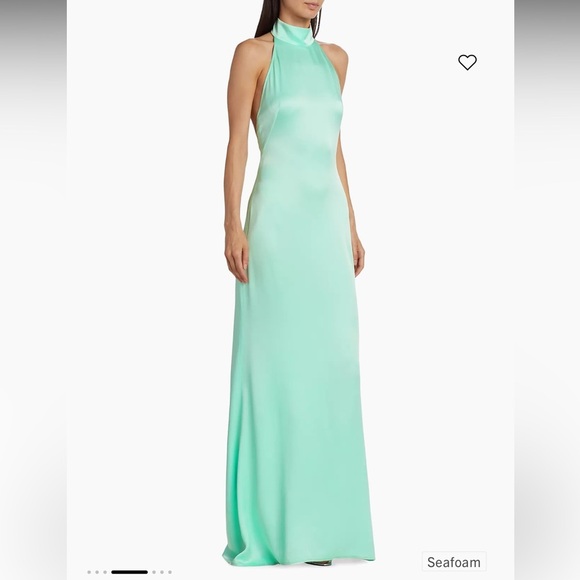 lapointe Dresses & Skirts - Lapointe Satin Halter Gown 4 Seafoam